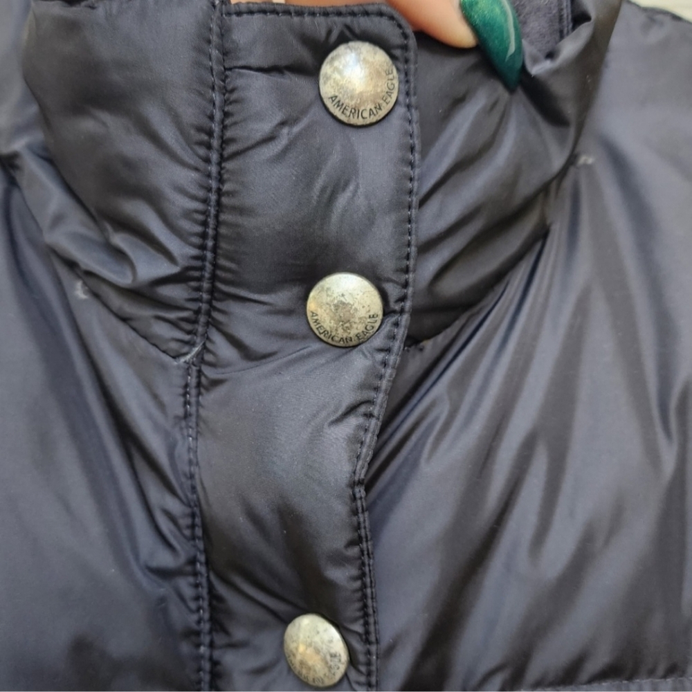 American Eagle Black Duck Down Puffer Coat Sz Medium - Picture 4 of 12